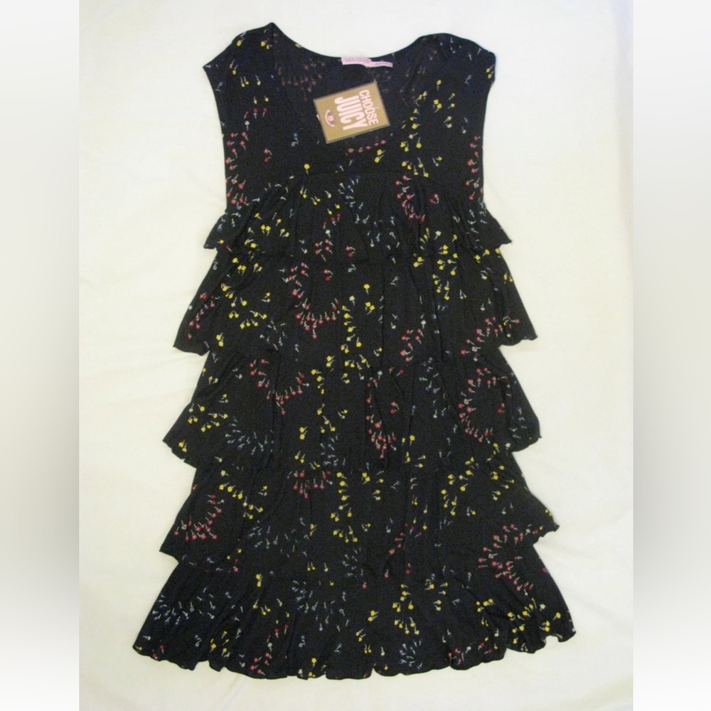 Juicy Couture Black Firework Print Dress Sz XS Beautiful Flirty Style NWT